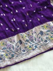 Viscose Raw Silk Bandhej Printed Paithani Saree