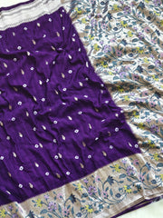 Viscose Raw Silk Bandhej Printed Paithani Saree