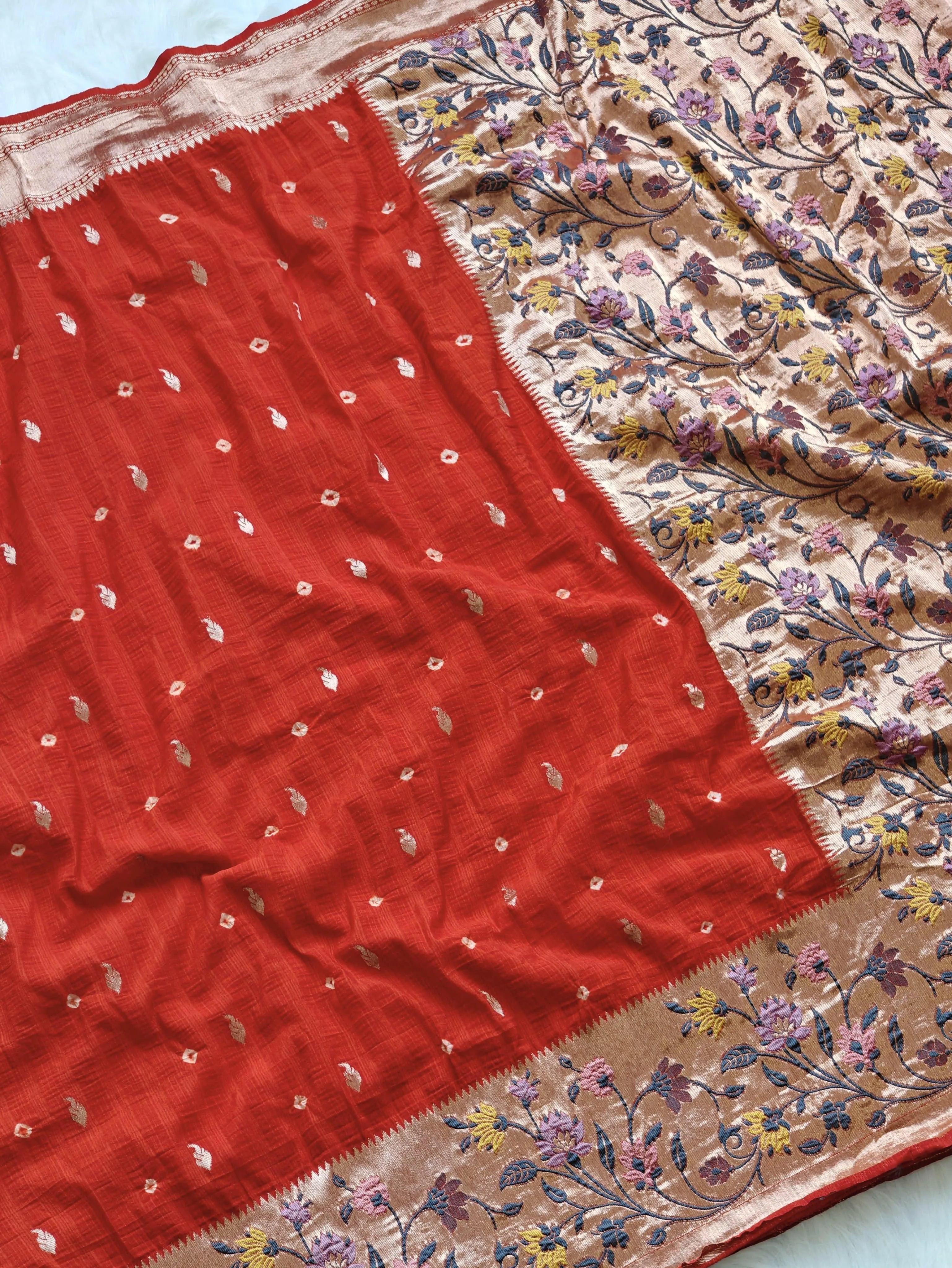 Viscose Raw Silk Bandhej Printed Paithani Saree
