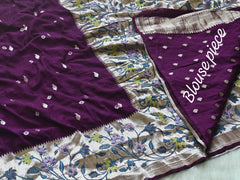 Viscose Raw Silk Bandhej Printed Paithani Saree