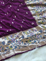 Viscose Raw Silk Bandhej Printed Paithani Saree