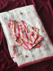 Crush Silk Floral Embroidery Cutwork Saree