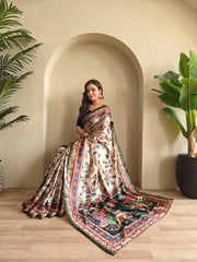 Soft Silk Kalamakari Fusion Printed Saree