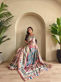 Soft Silk New Conceptual Design Kalamakari Fusion Printed Saree  (Product Code: AS-923)