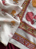 Linen Zari Chex Designer Foil Mirror Work Saree