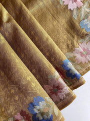 Tussar Silk Embroidery Floral Pattern Saree