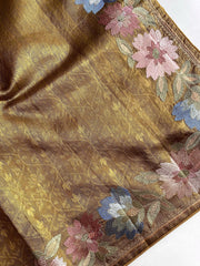 Tussar Silk Embroidery Floral Pattern Saree