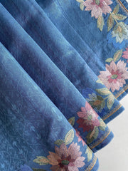 Tussar Silk Embroidery Floral Pattern Saree