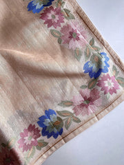 Tussar Silk Embroidery Floral Pattern Saree