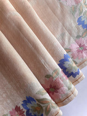 Tussar Silk Embroidery Floral Pattern Saree