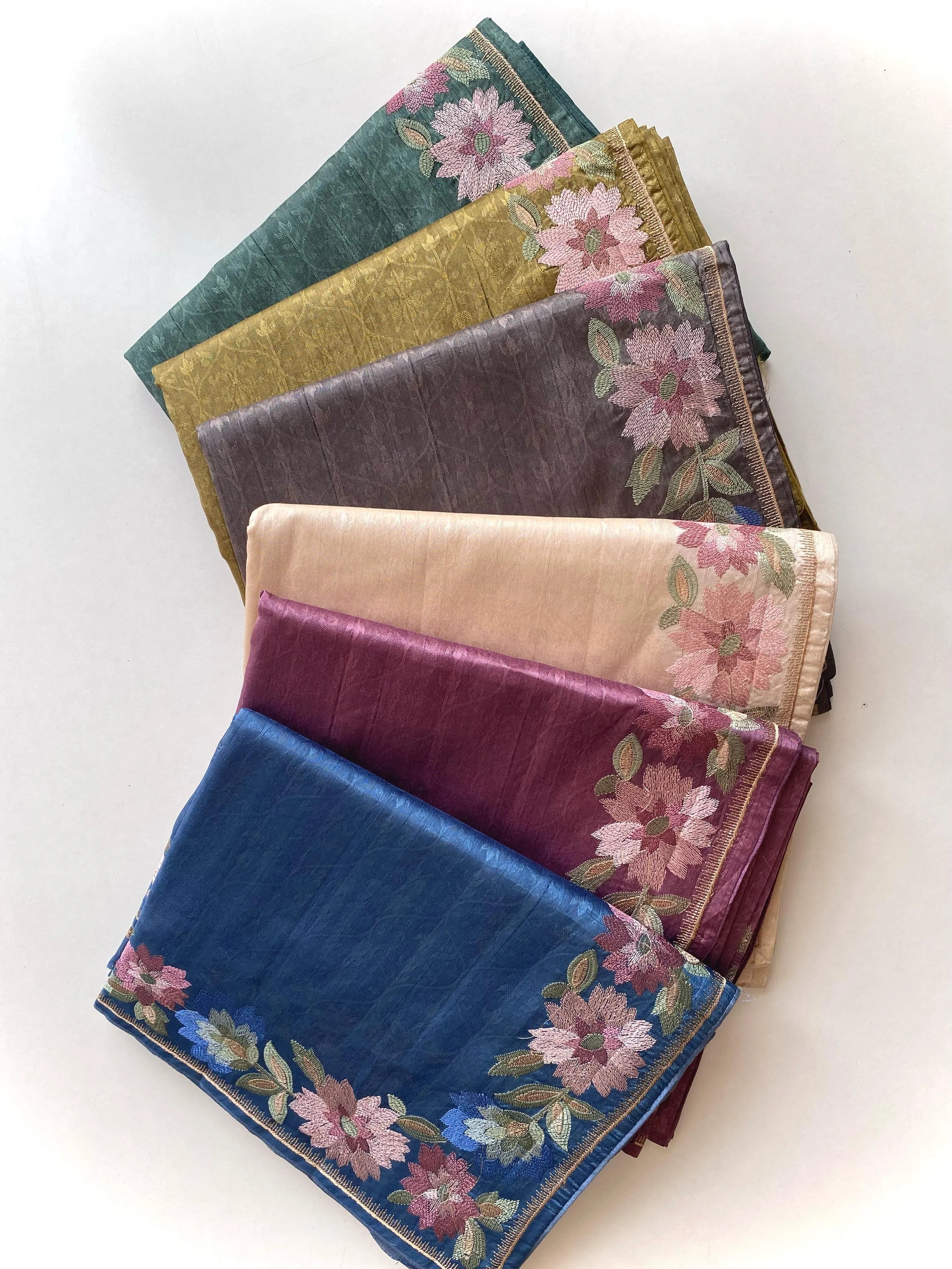 Tussar Silk Embroidery Floral Pattern Saree
