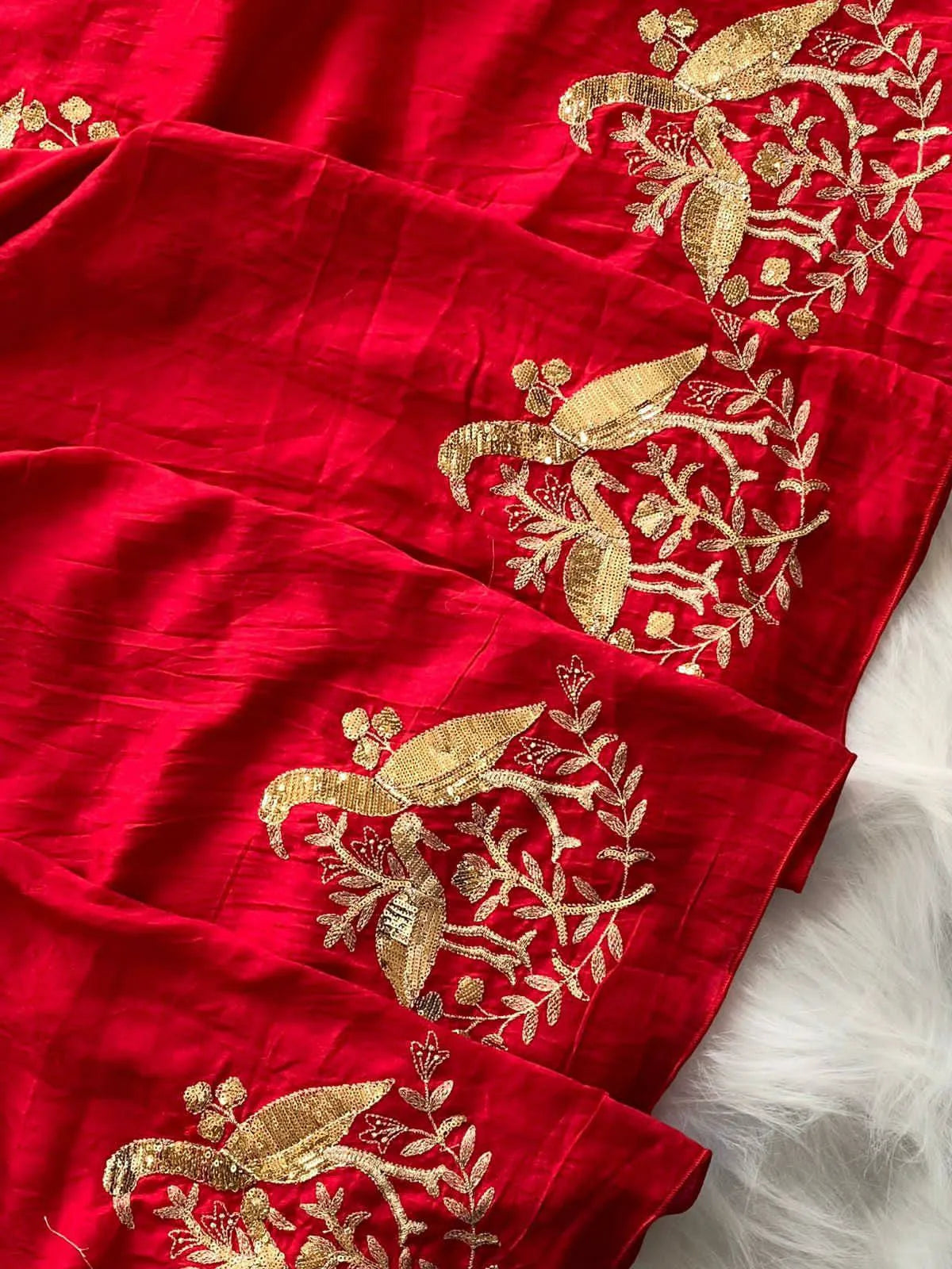 Georgette Diable Ghicha Pallu 2 Dye Concept Saree