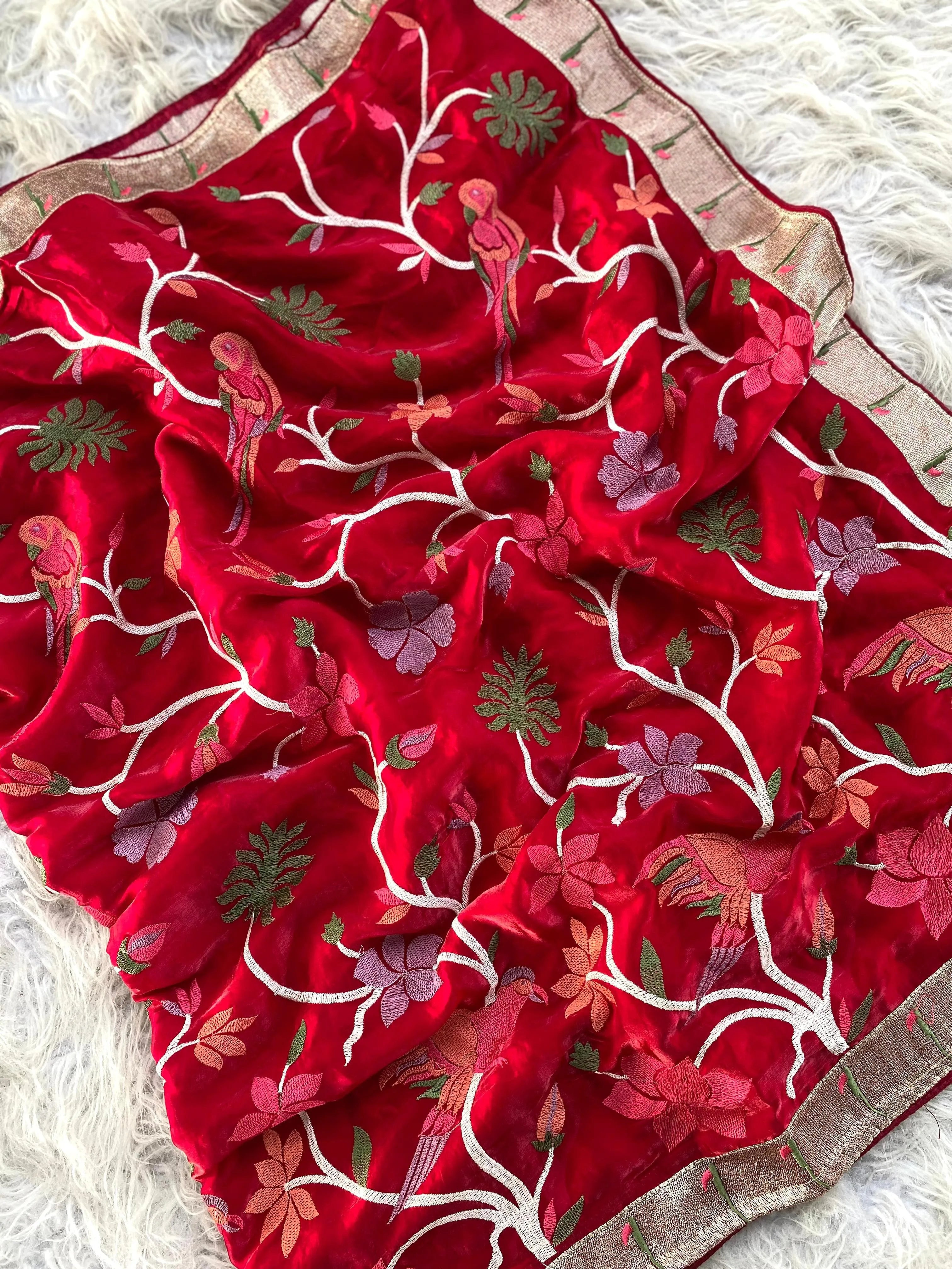 Soft Space Silk Embroidery Work Paithani Saree