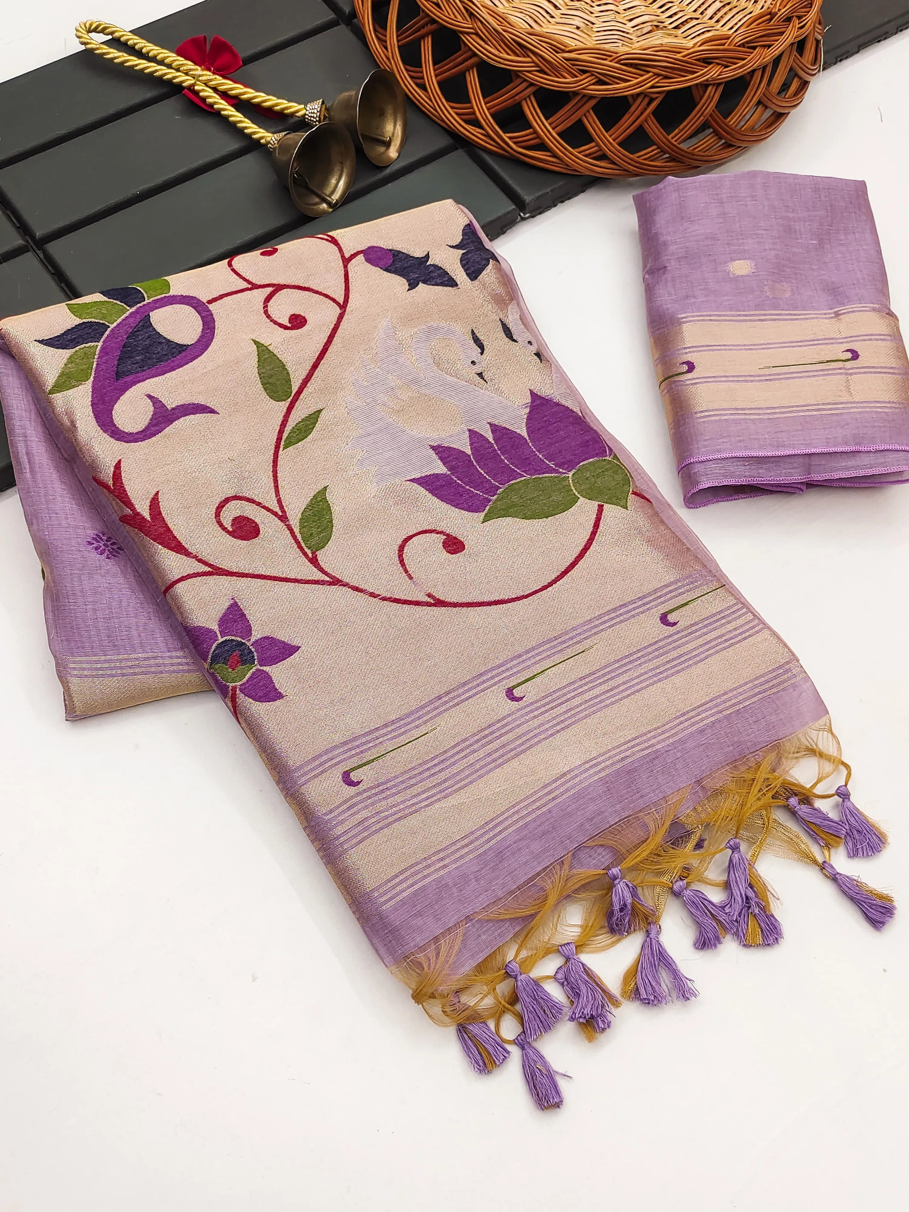 Soft Muga Cotton Classic Paithani Saree