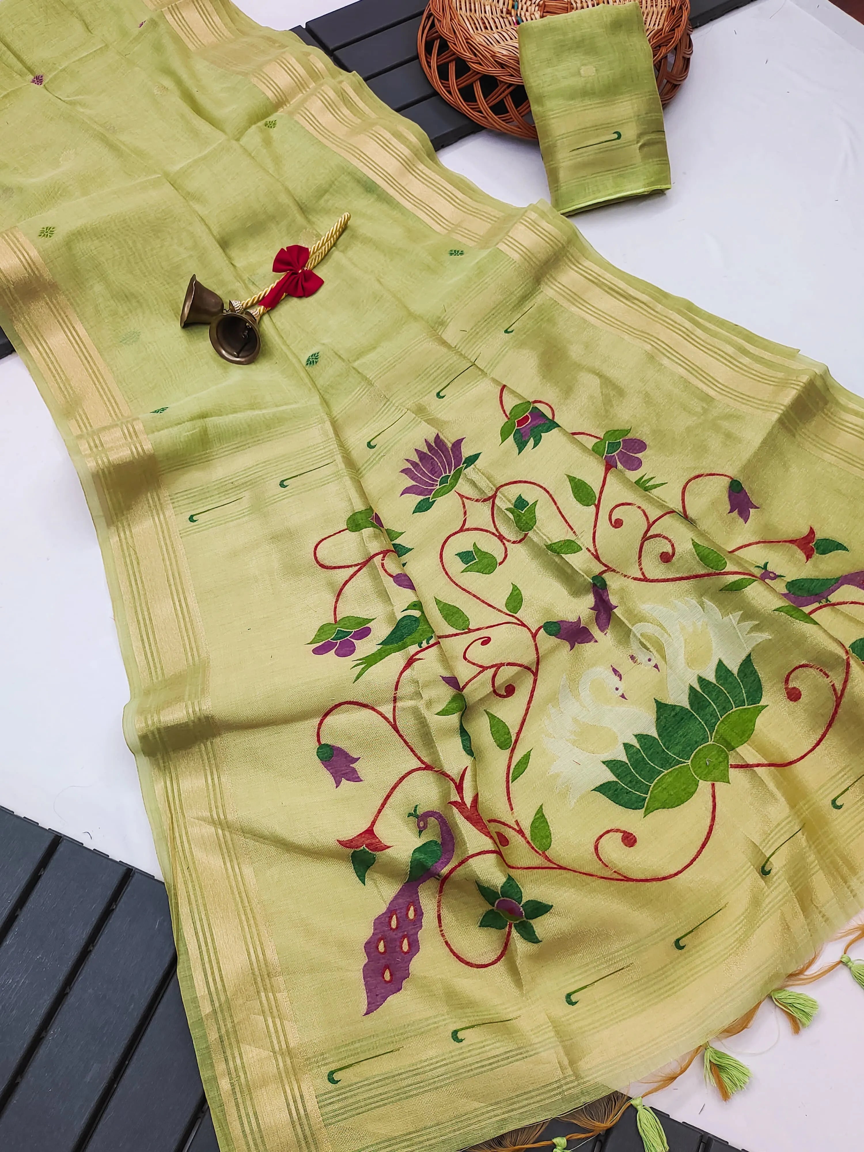Soft Muga Cotton Classic Paithani Saree