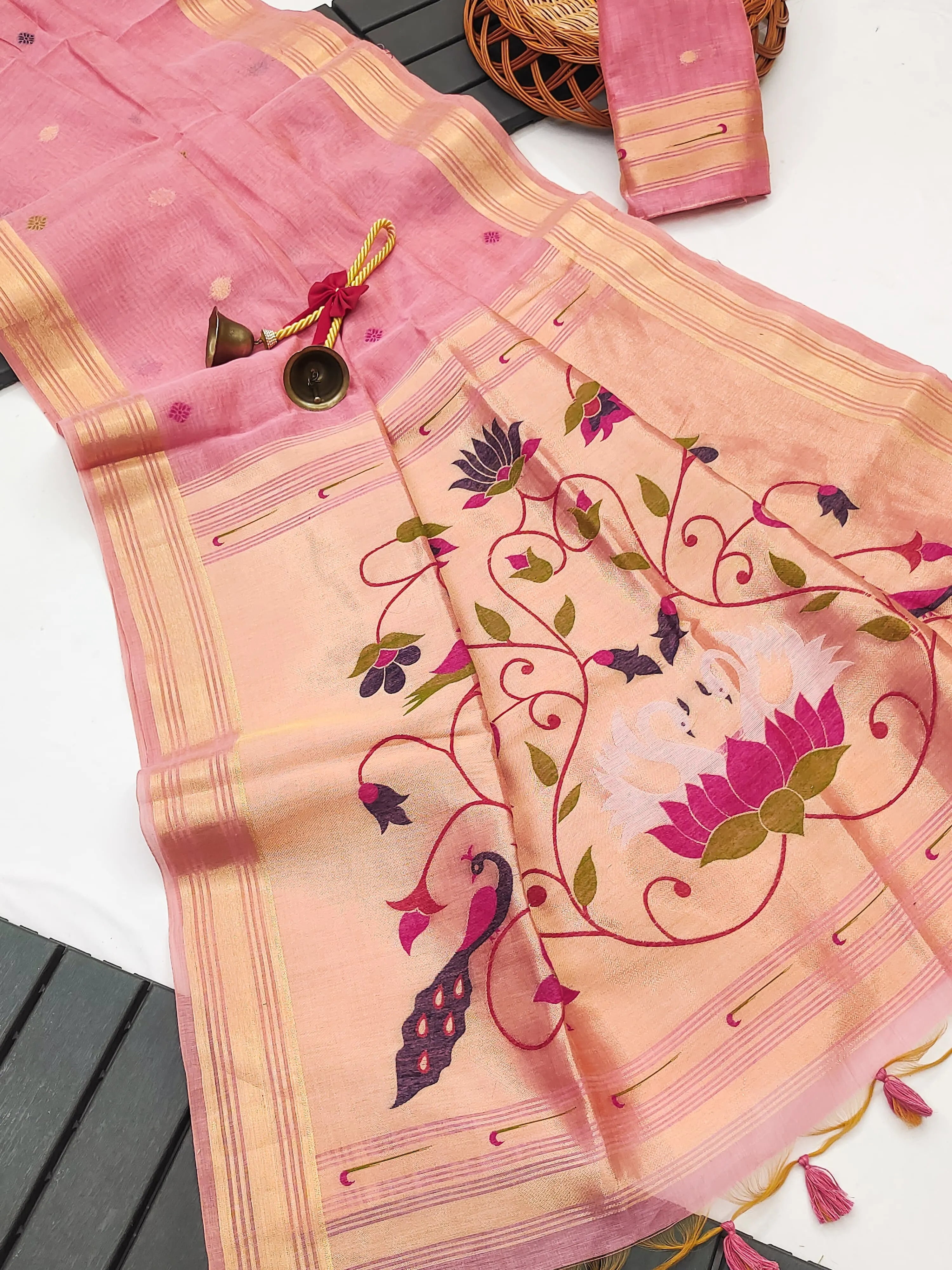 Soft Muga Cotton Classic Paithani Saree