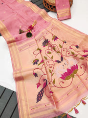 Soft Muga Cotton Classic Paithani Saree