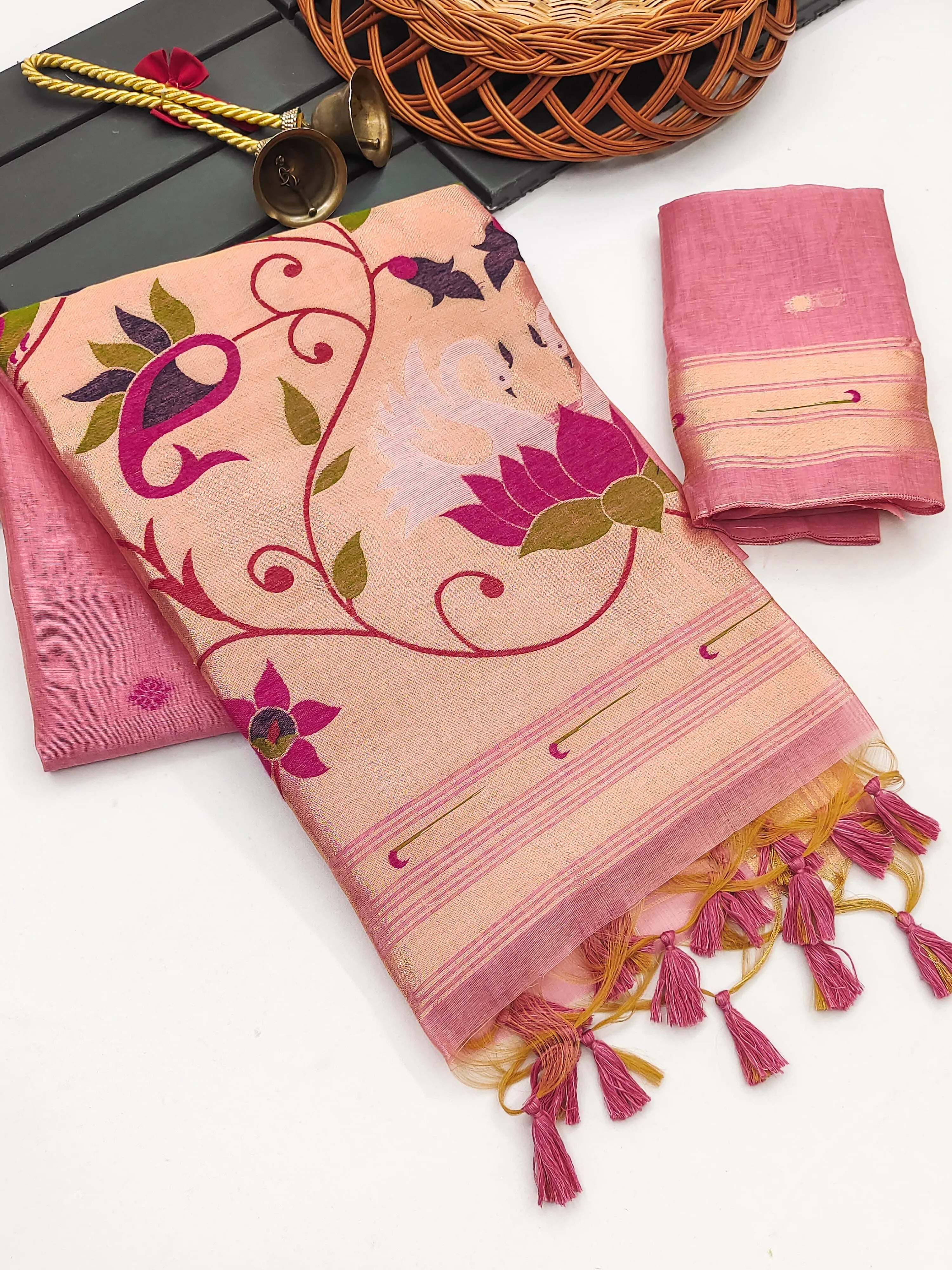 Soft Muga Cotton Classic Paithani Saree
