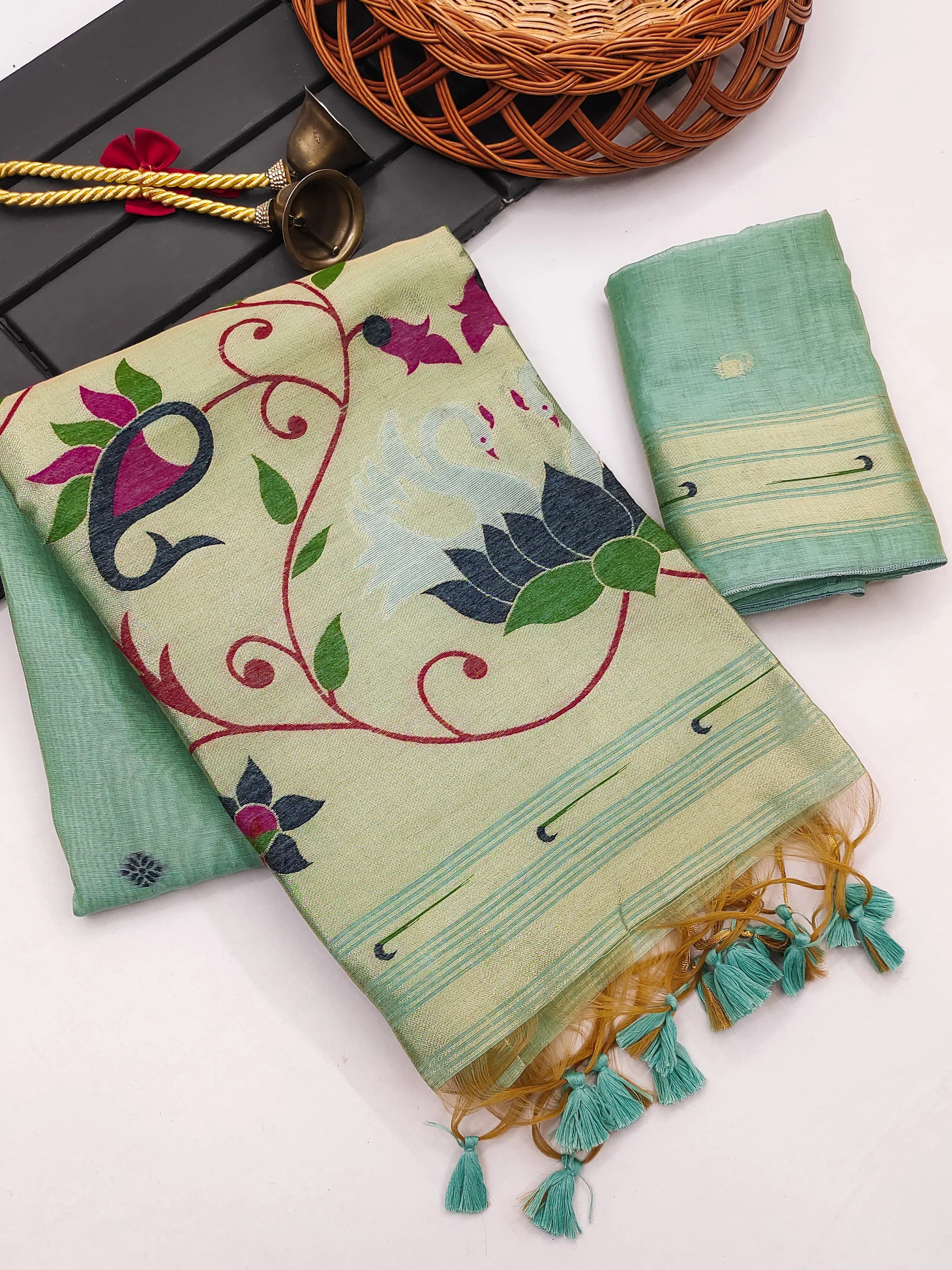 Soft Muga Cotton Classic Paithani Saree