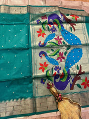 Soft Raw Silk Peacock Paithani Saree