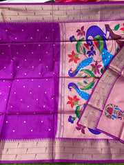 Soft Raw Silk Peacock Paithani Saree