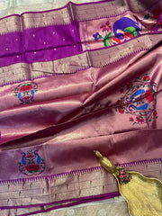 Soft Raw Silk Peacock Paithani Saree