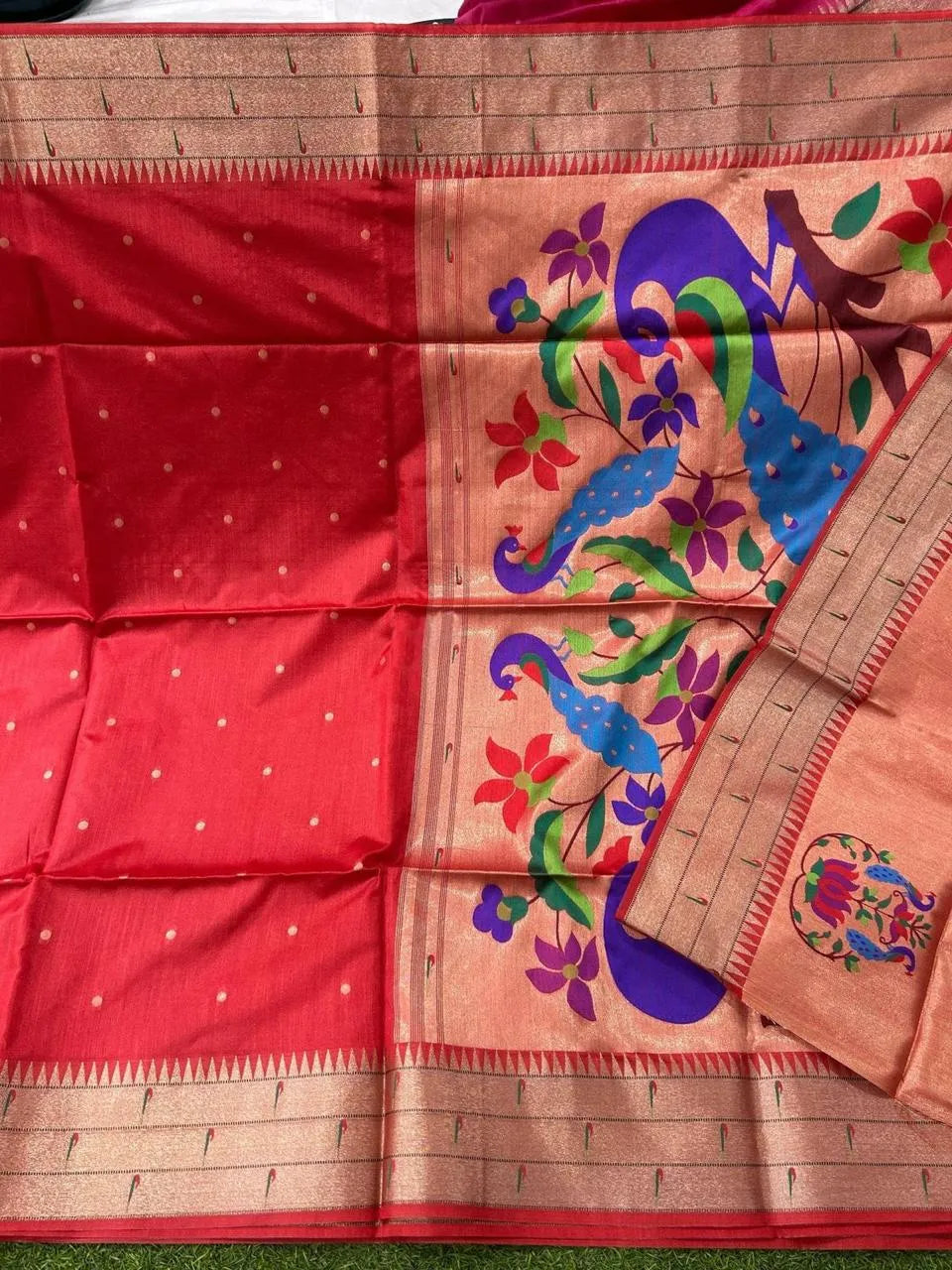 Soft Raw Silk Peacock Paithani Saree
