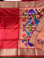 Soft Raw Silk Peacock Paithani Saree