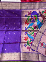 Soft Raw Silk Peacock Paithani Saree