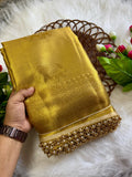 Inspired by Rekha Ji Tissue Silk Pearl Border Saree