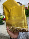 Inspired by Rekha Ji Tissue Silk Pearl Border Saree