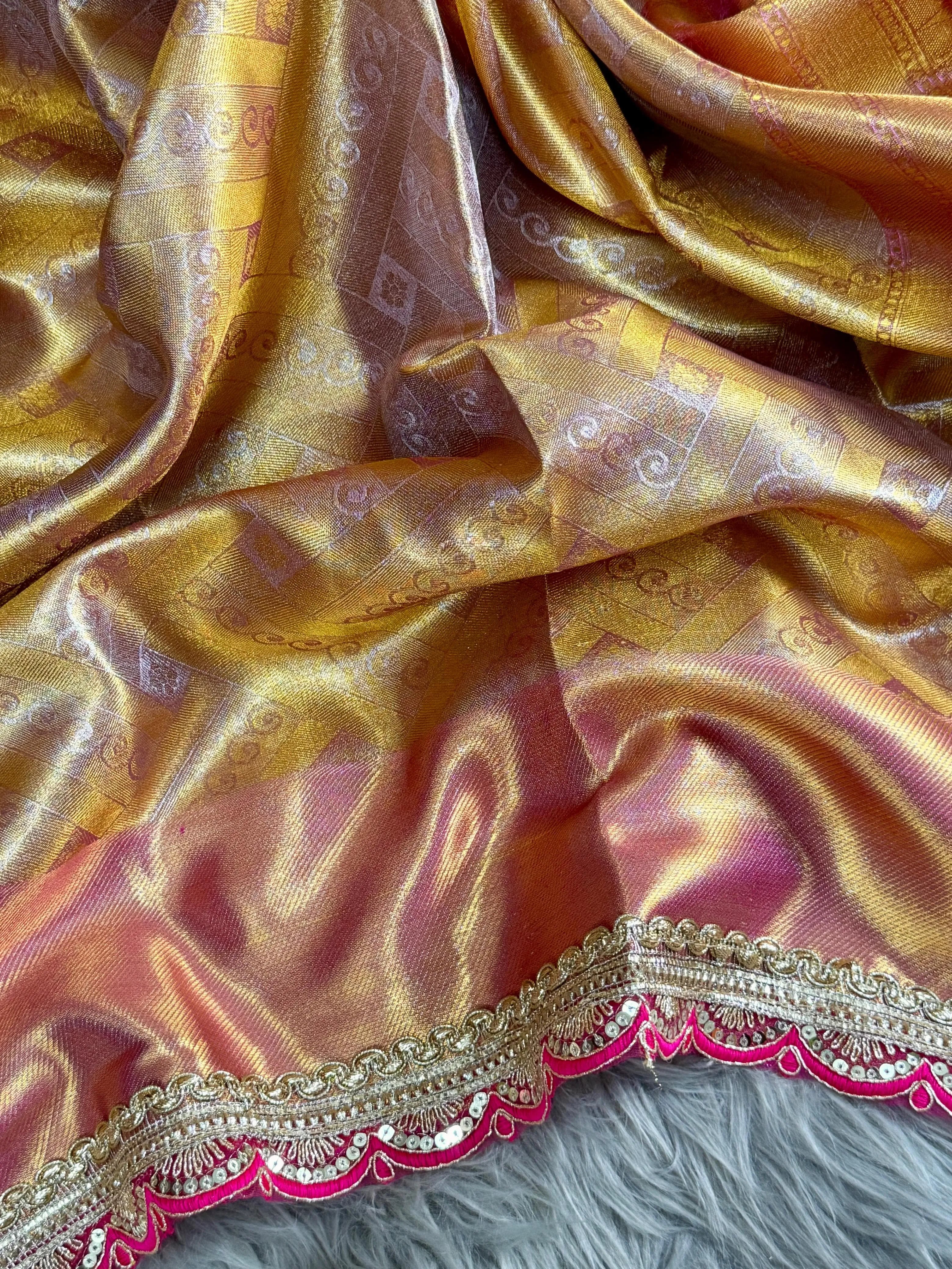 Handloom Tissue Silk Designer Lace Saree