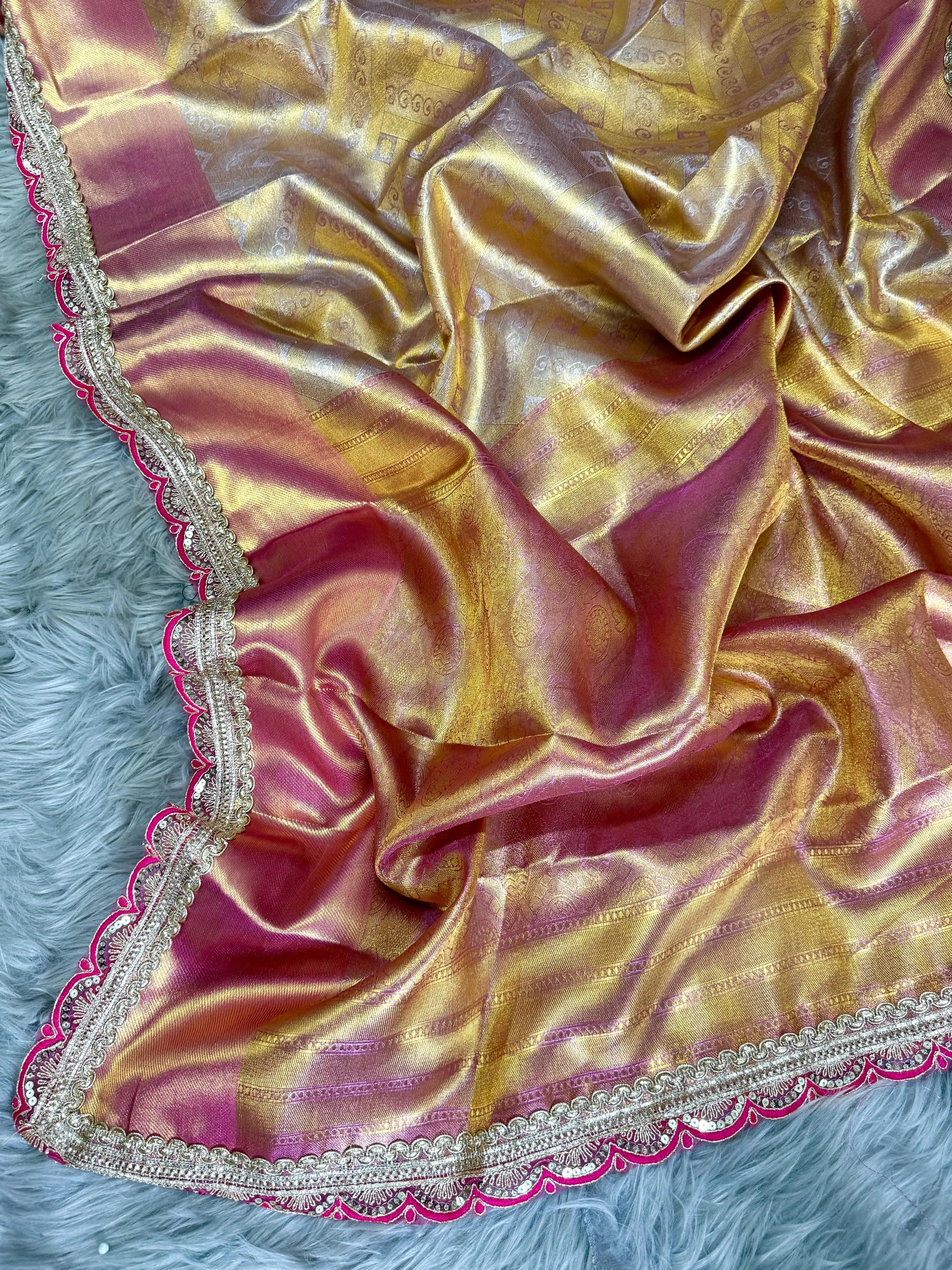 Handloom Tissue Silk Designer Lace Saree