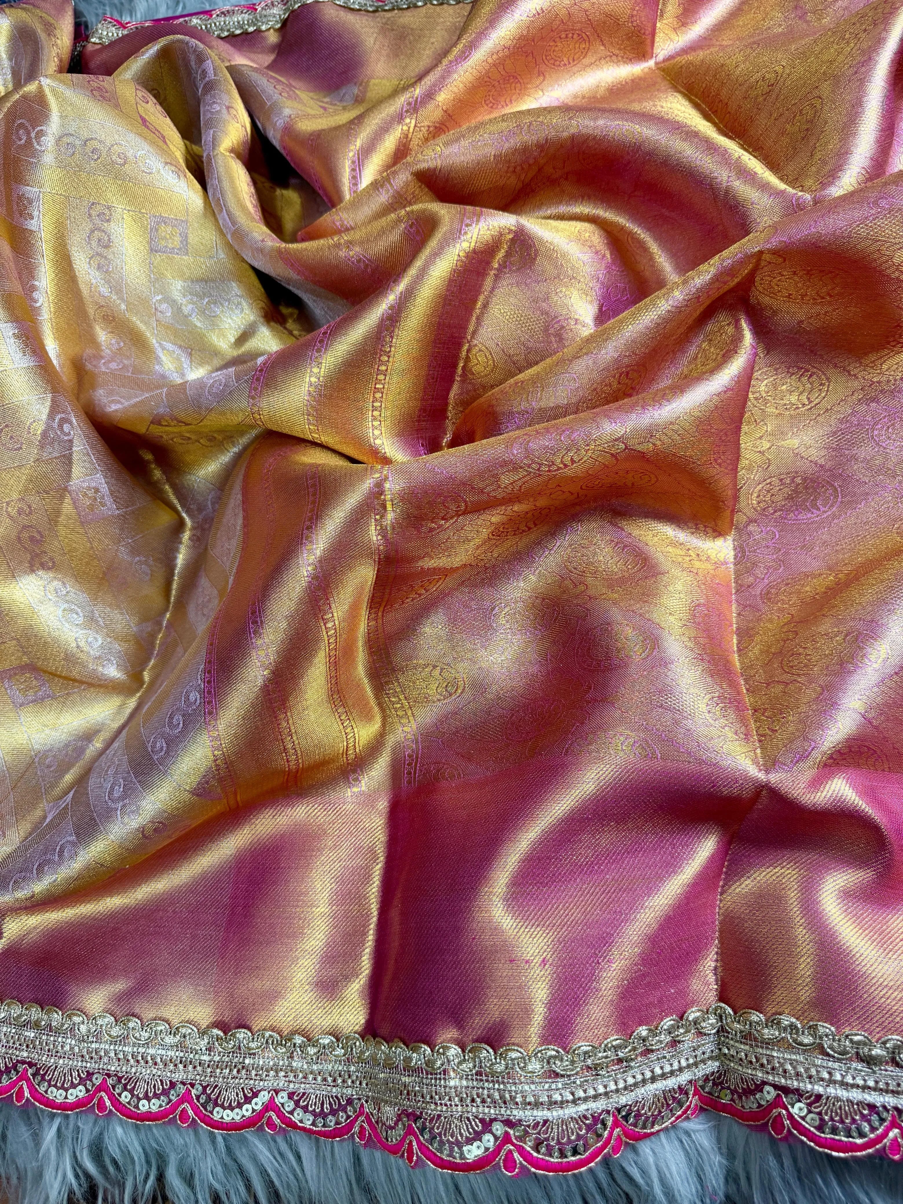 Handloom Tissue Silk Designer Lace Saree