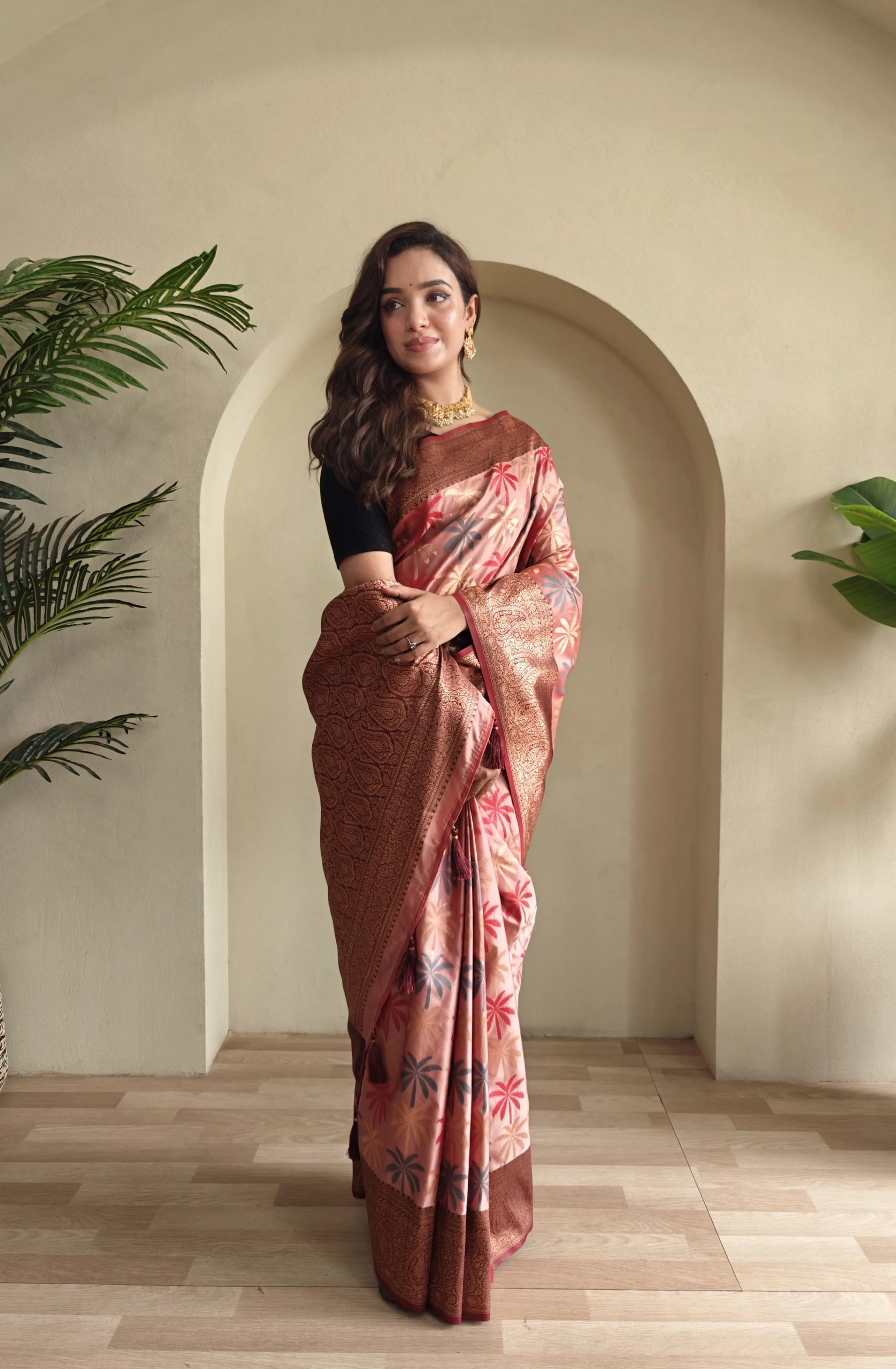 Kanchi Silk Embosed Weaving Design Banarasi Saree