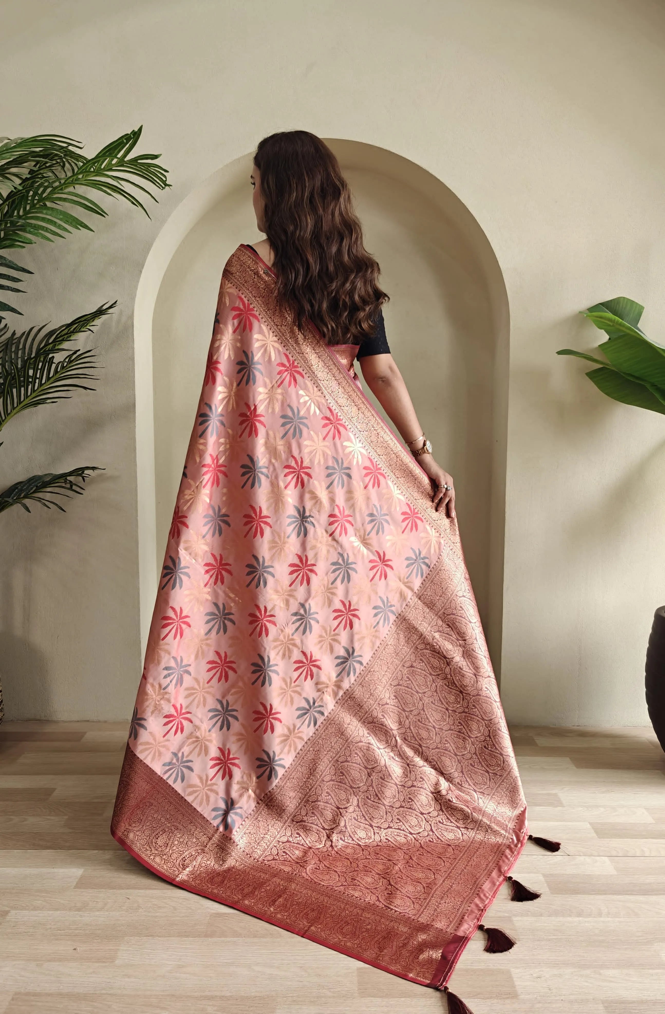 Kanchi Silk Embosed Weaving Design Banarasi Saree