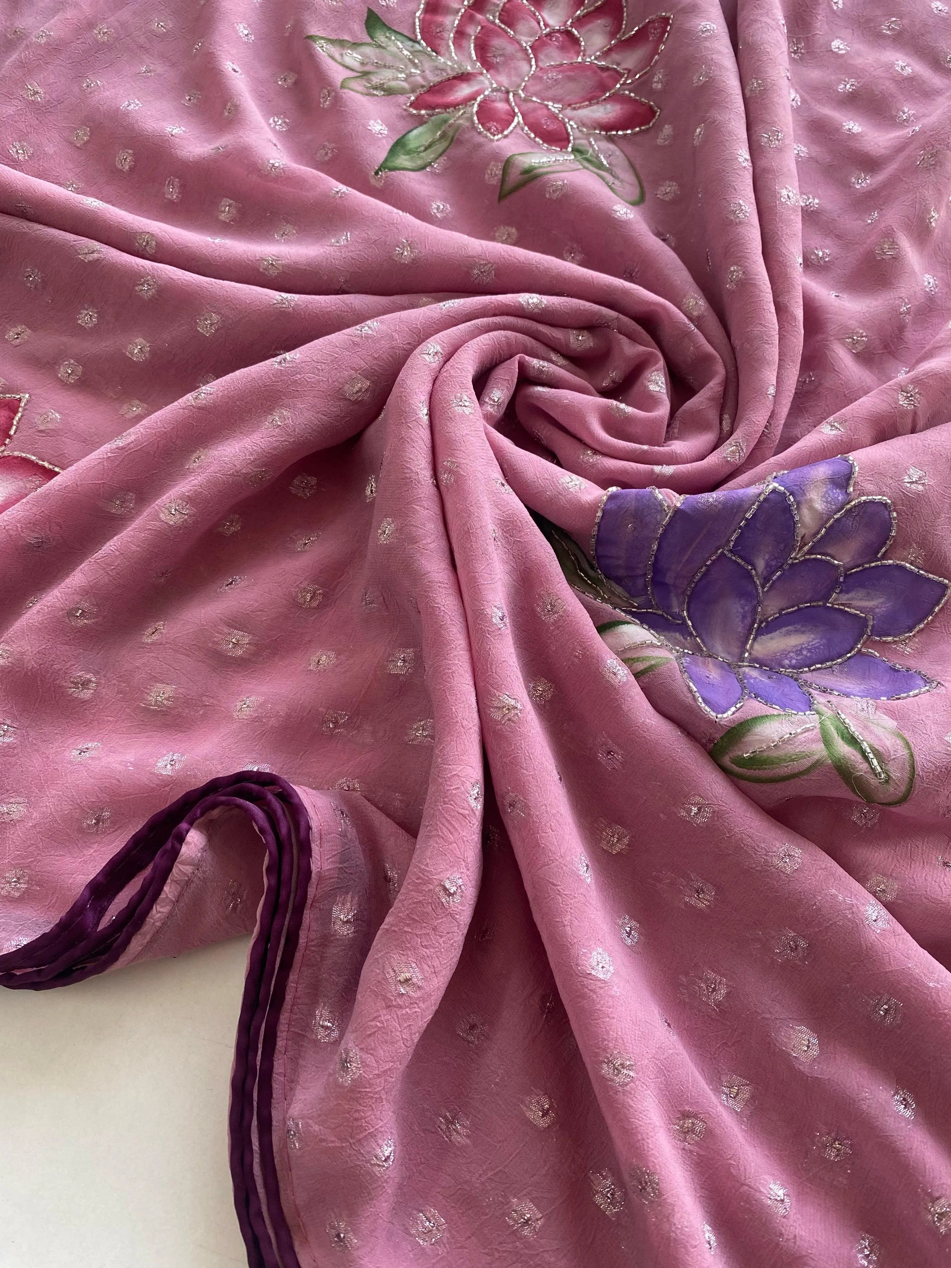 Soft Chiffon Georgette Brush Painted Saree
