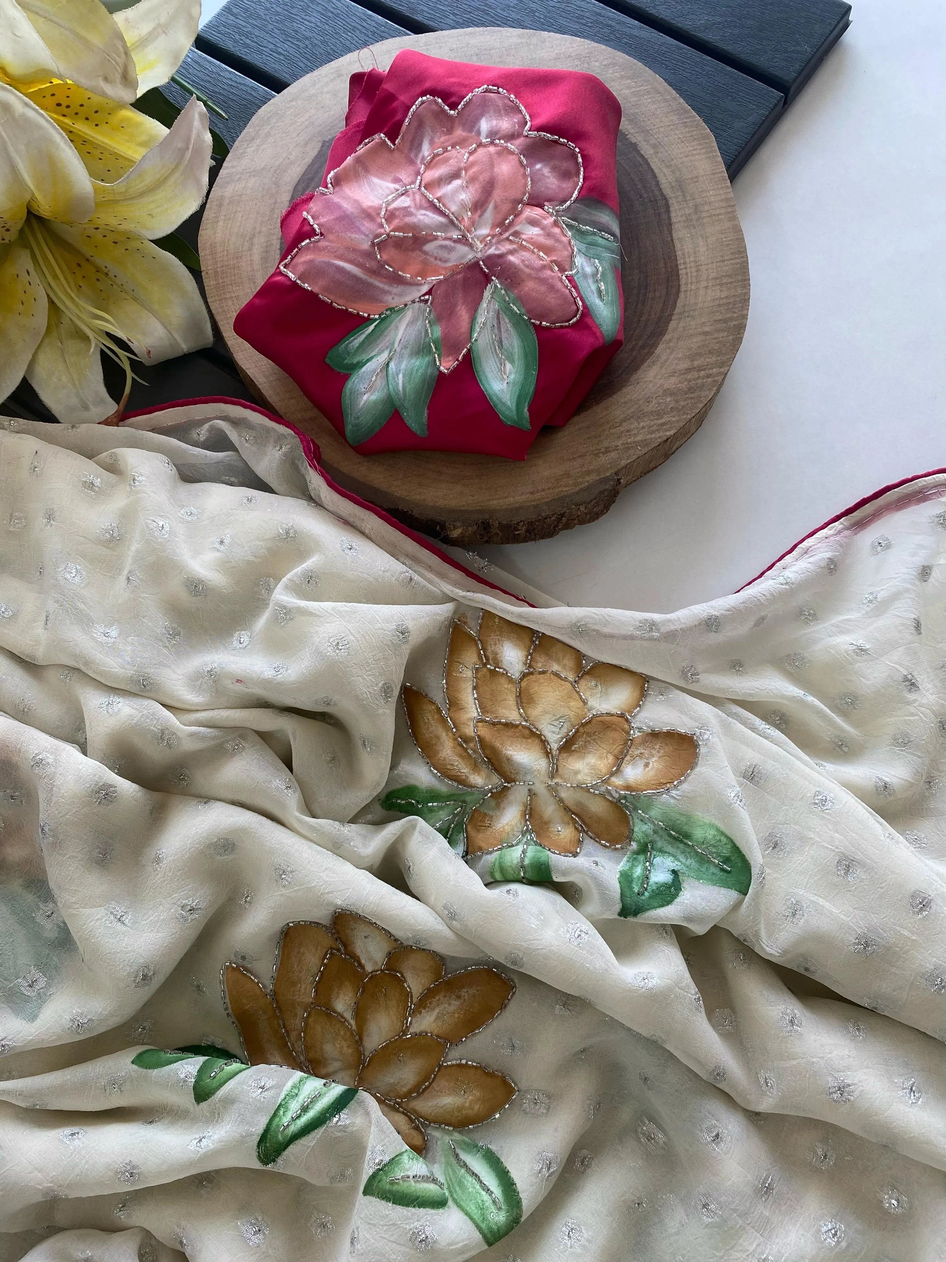 Soft Chiffon Georgette Brush Painted Saree