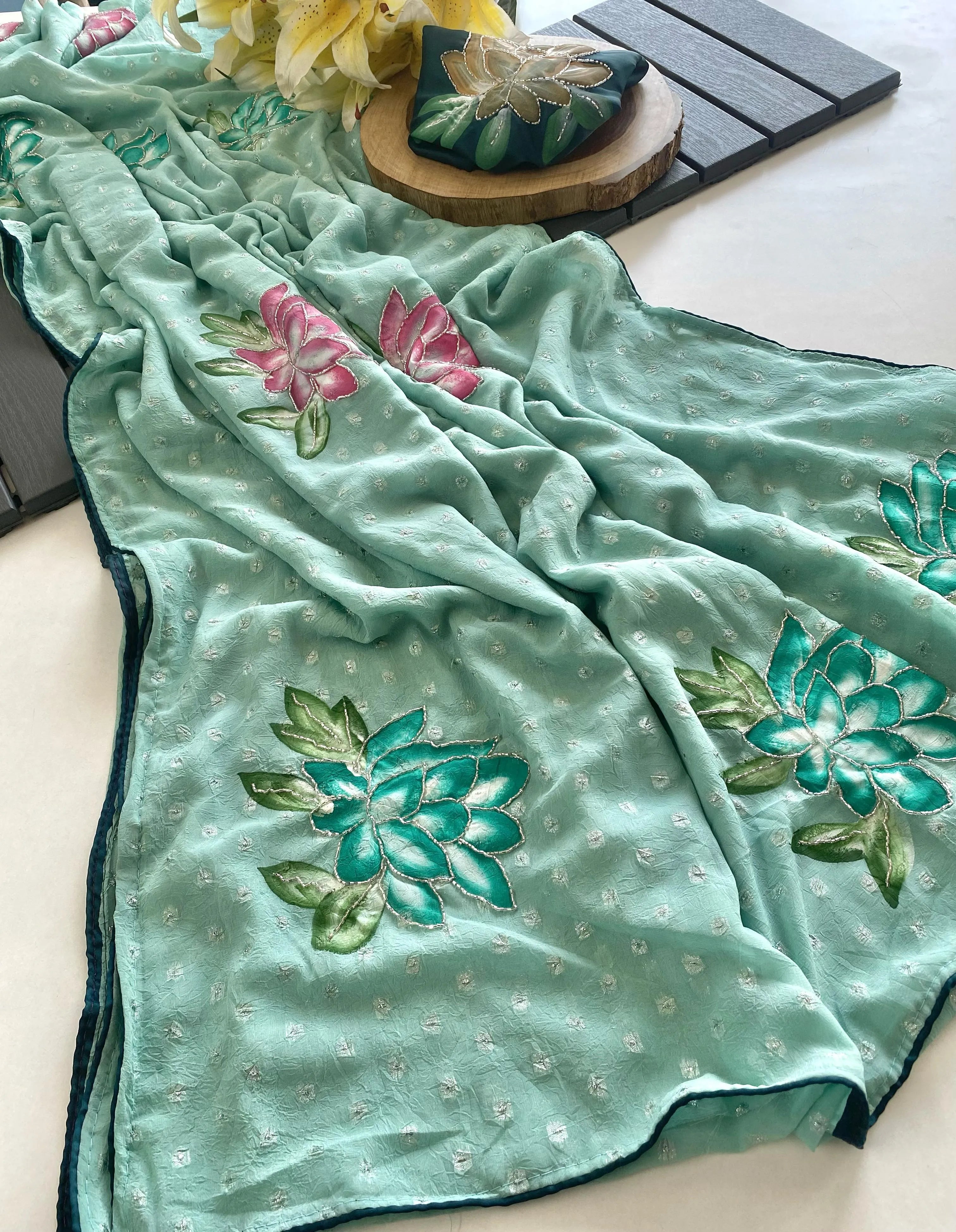 Soft Chiffon Georgette Brush Painted Saree