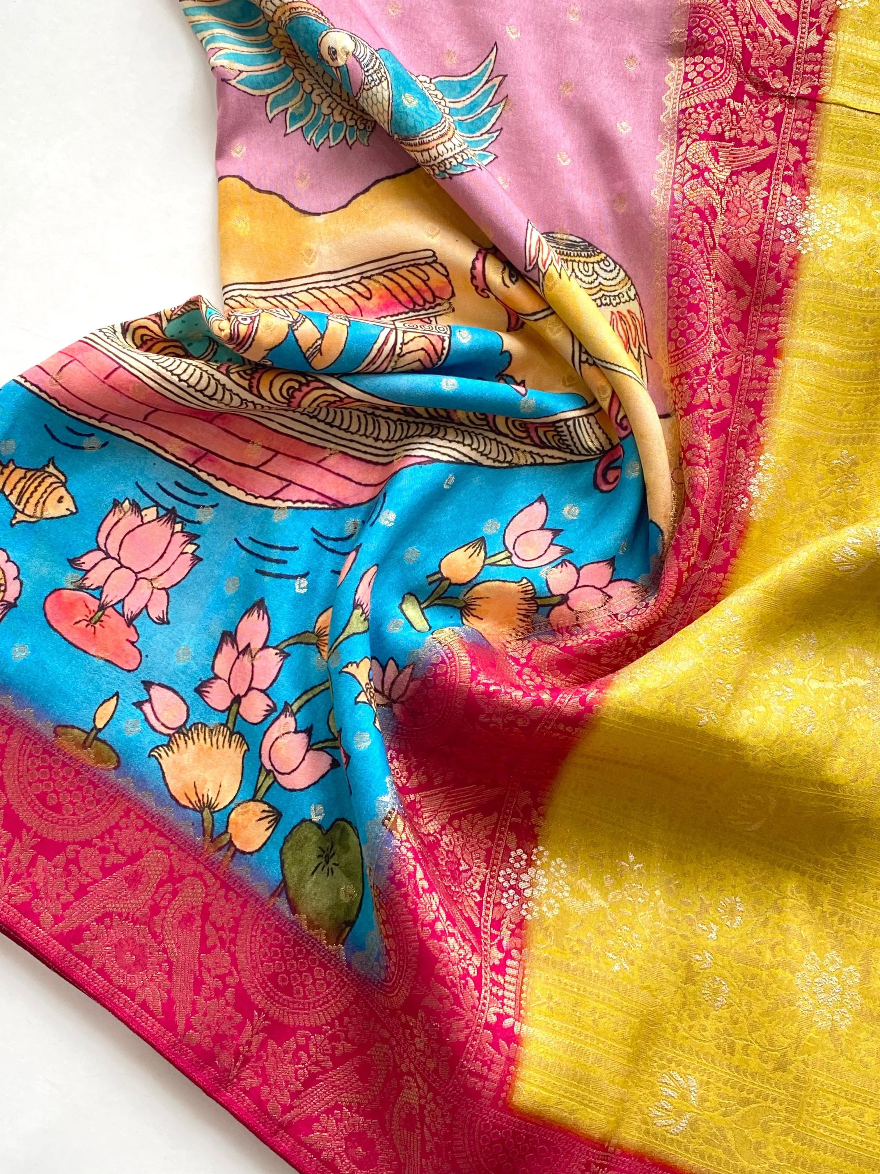 Viscose Dola Kalamkari Printed Saree