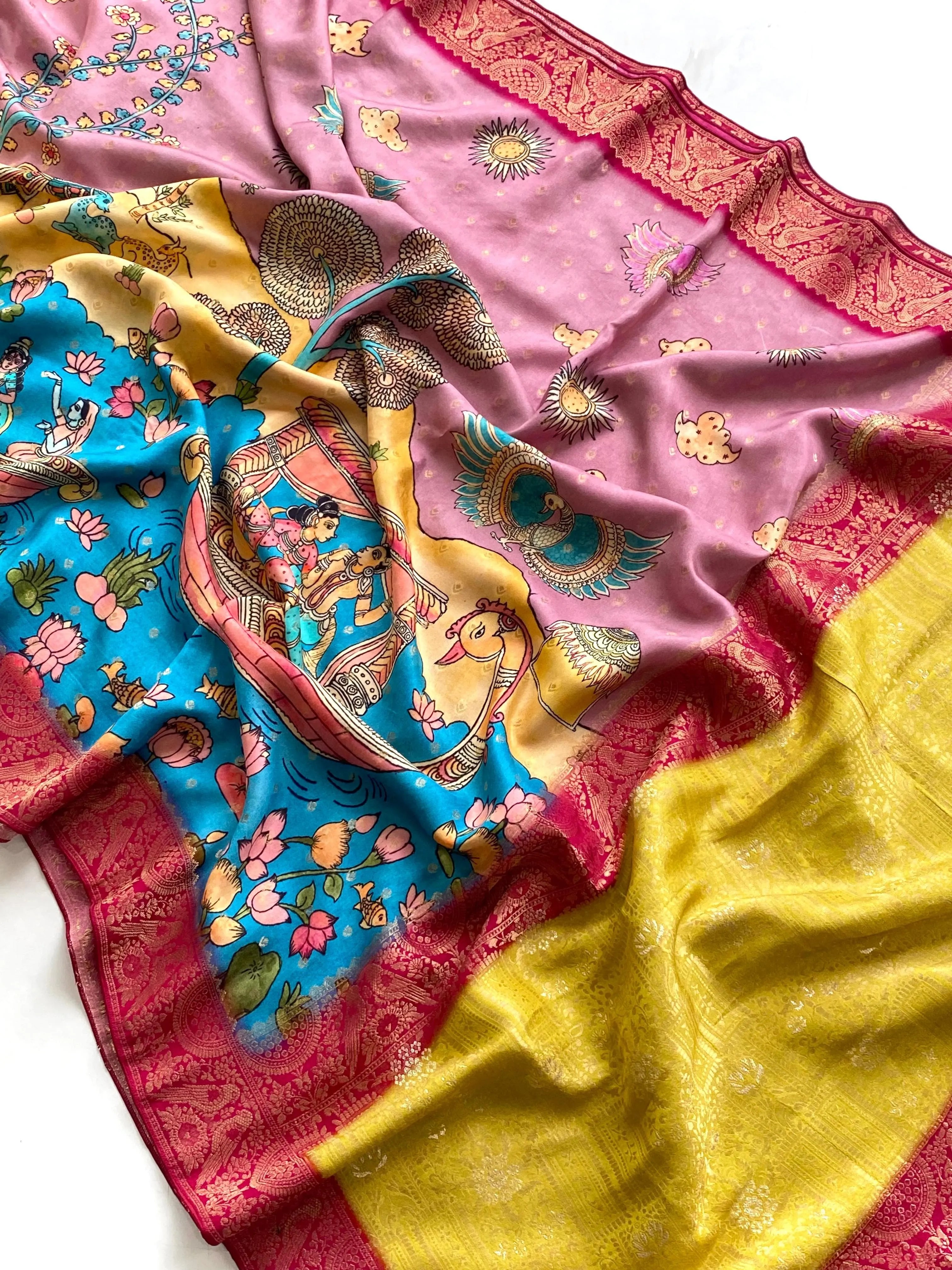 Viscose Dola Kalamkari Printed Saree