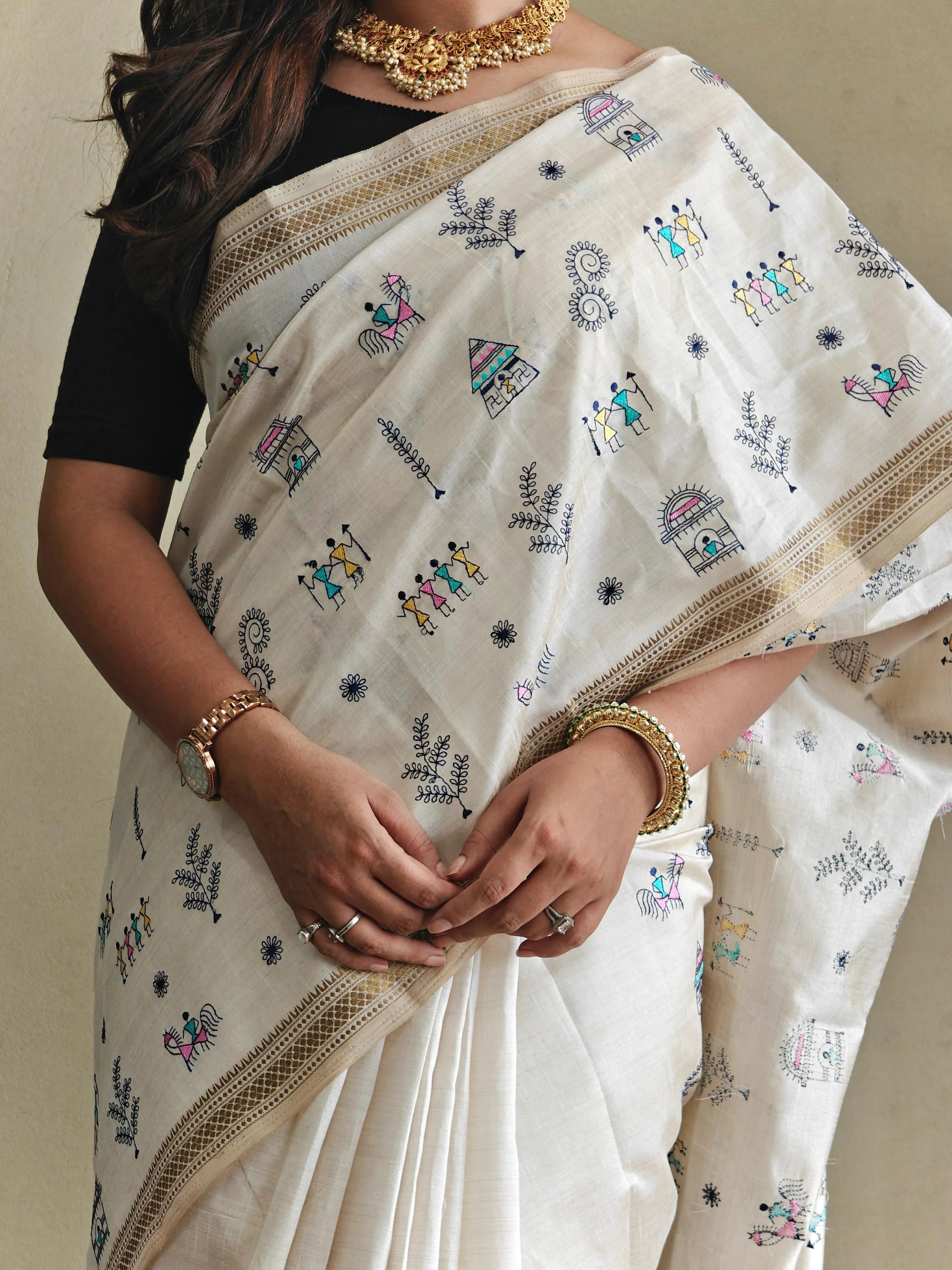 Designer Tussar Embroidered Saree