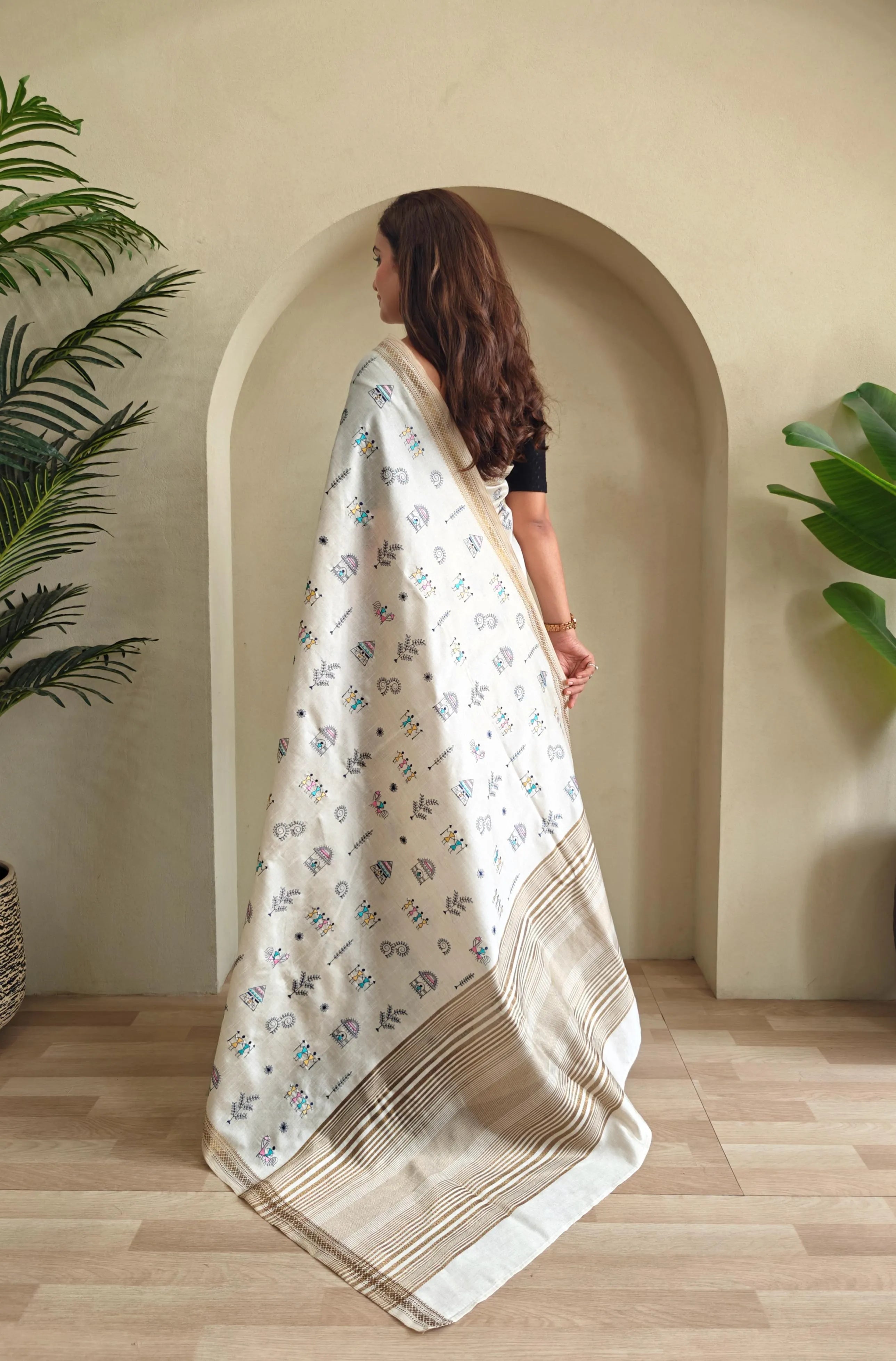 Designer Tussar Embroidered Saree