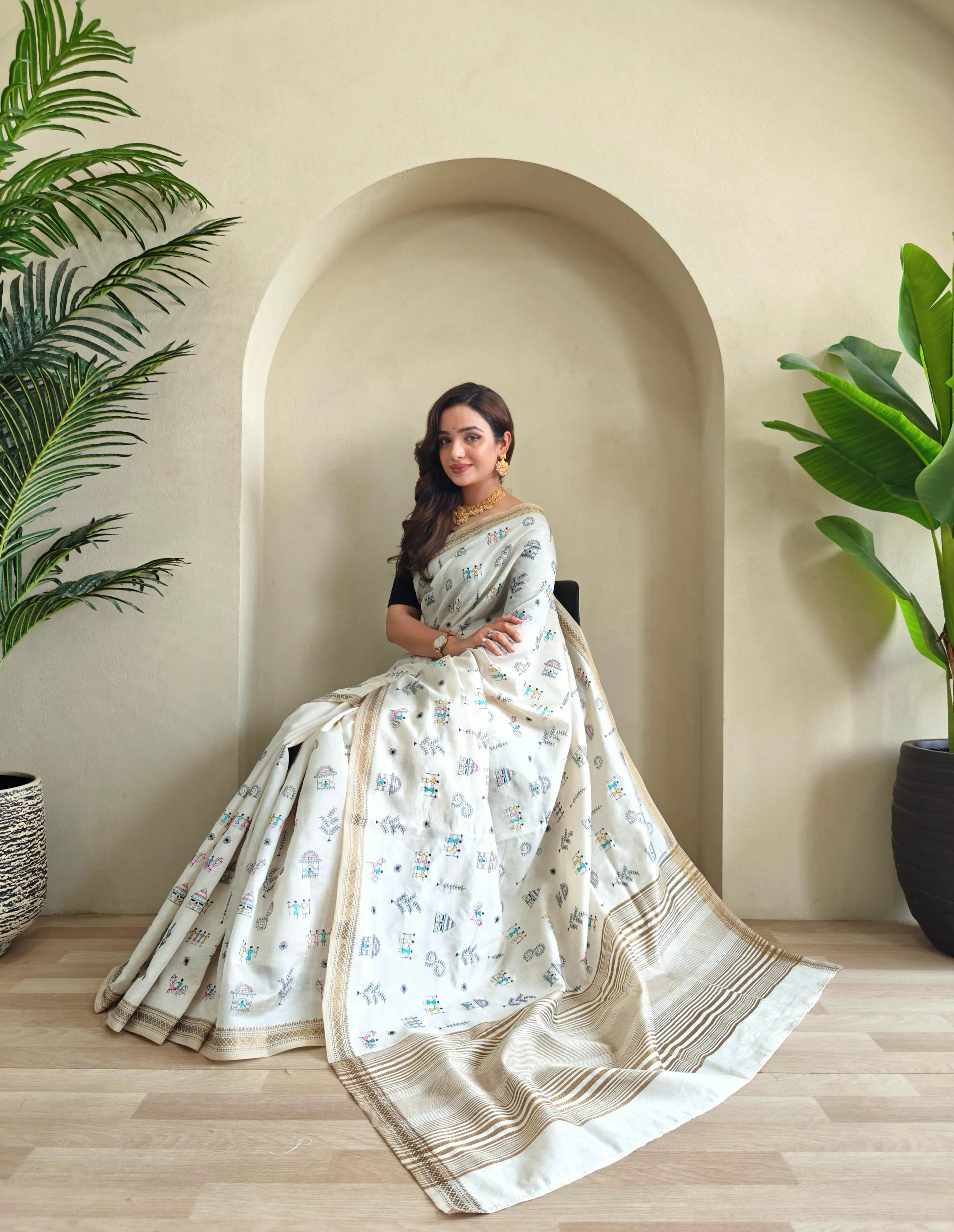 Designer Tussar Embroidered Saree