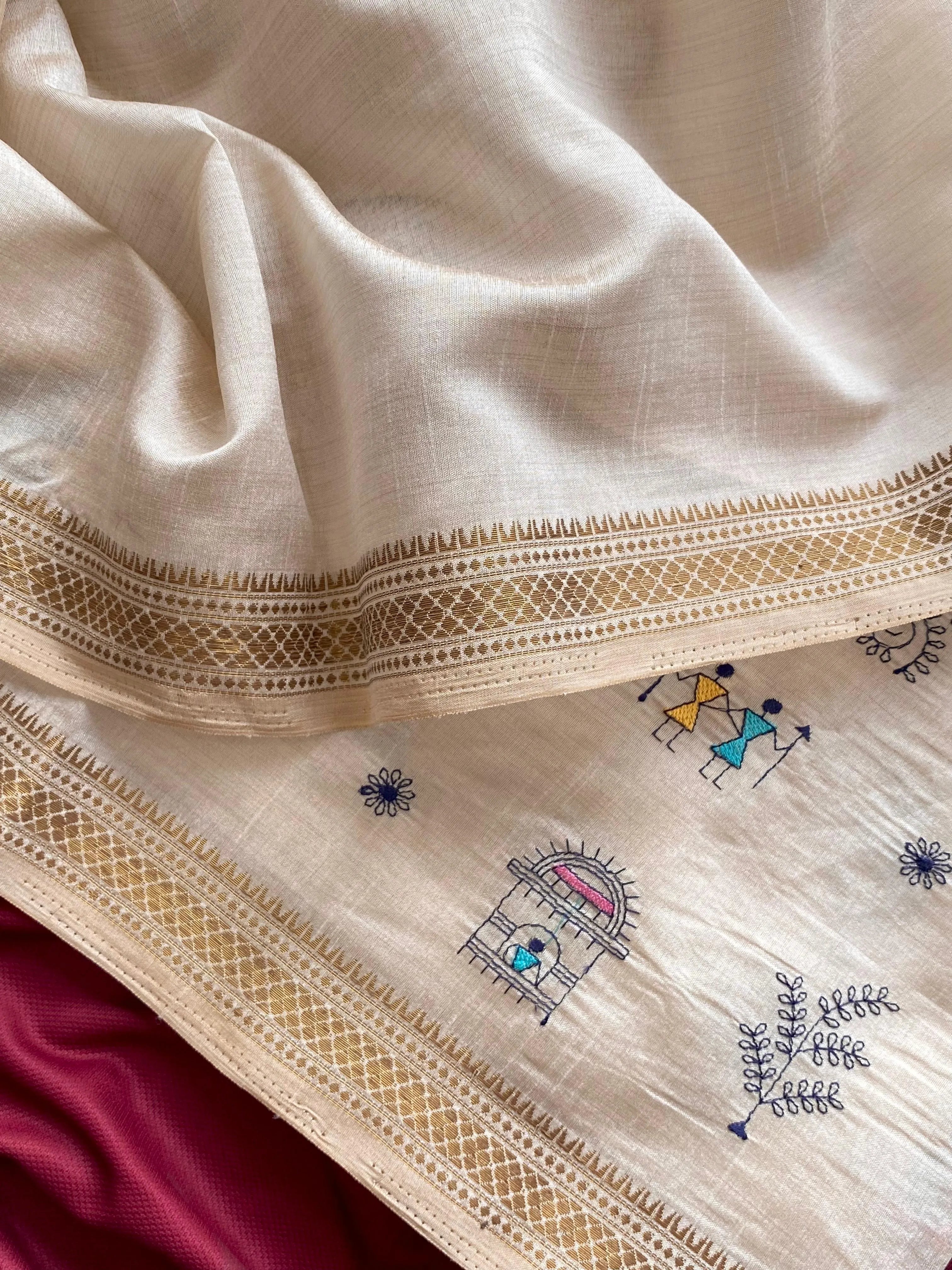 Designer Tussar Embroidered Saree