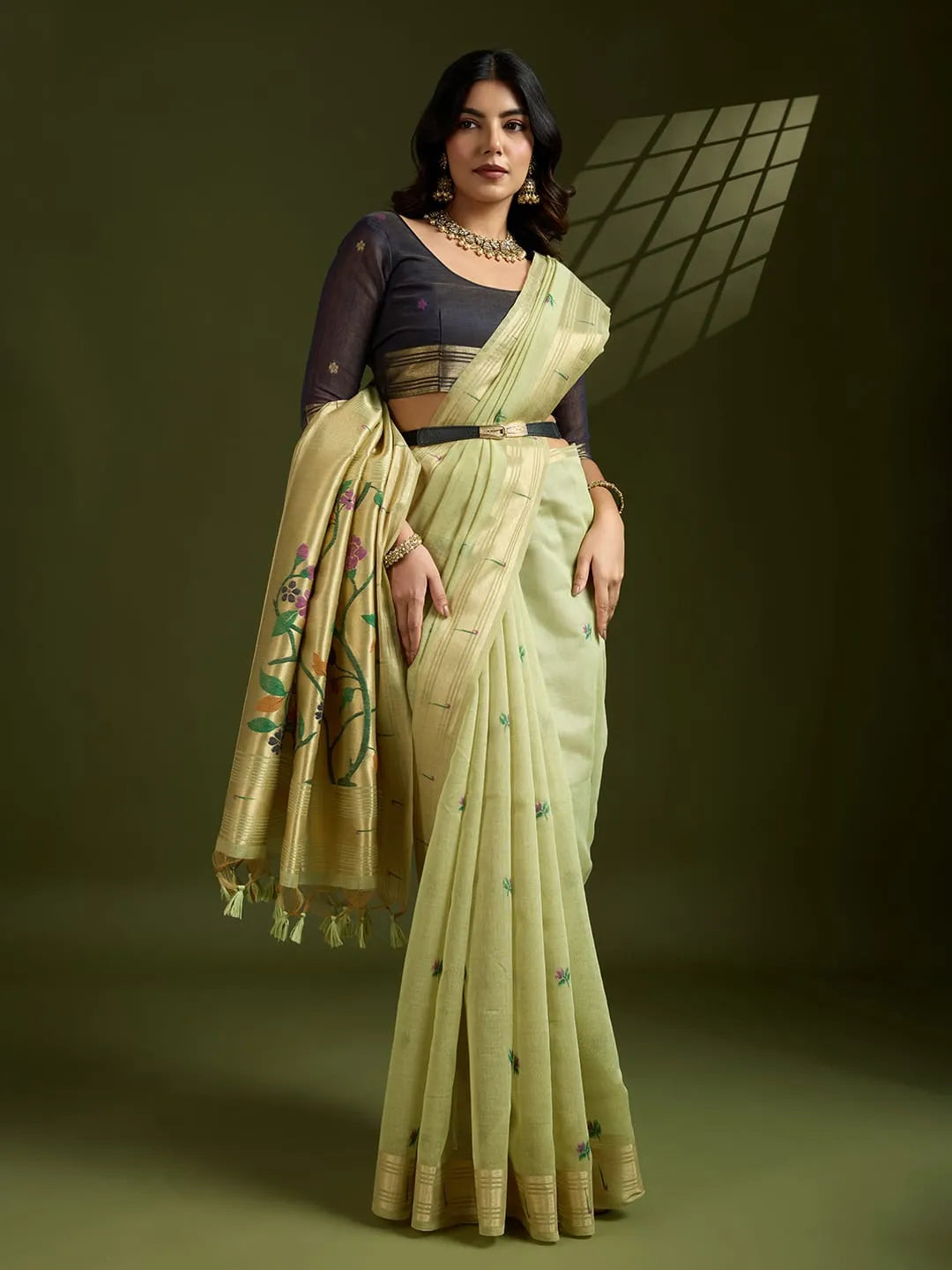 Soft Muga Cotton Paithani Saree