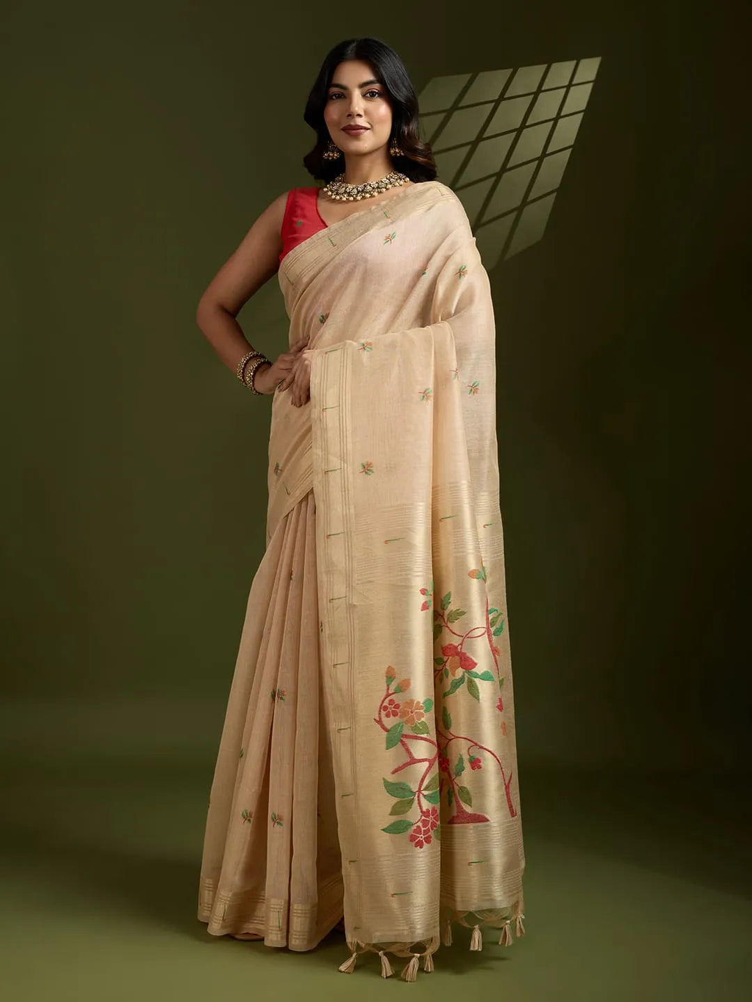 Soft Muga Cotton Paithani Saree