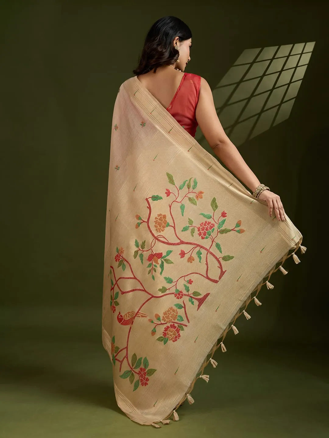 Soft Muga Cotton Paithani Saree