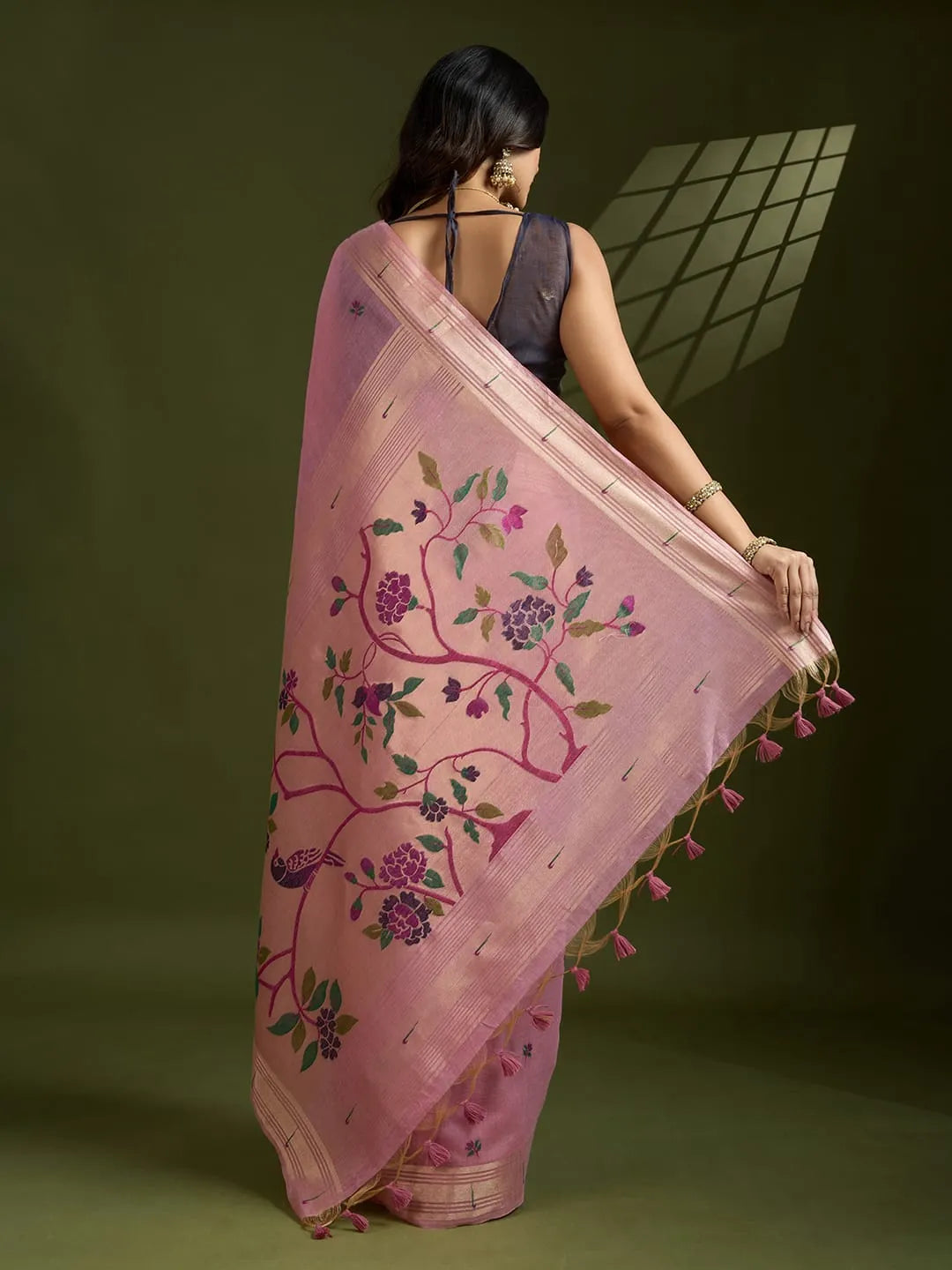 Soft Muga Cotton Paithani Saree