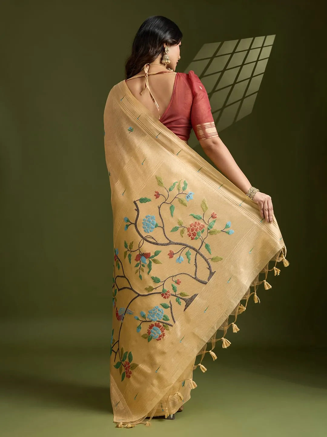 Soft Muga Cotton Paithani Saree